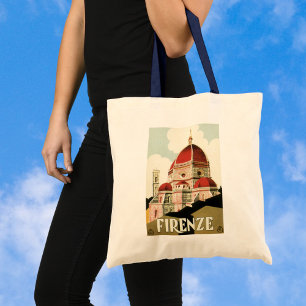 Vintage Travel Florence Firenze Italië Kerk Duomo Tote Bag