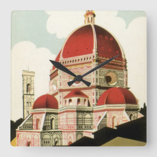 Vintage Travel Florence Firenze Italië Kerk Duomo Vierkante Klok