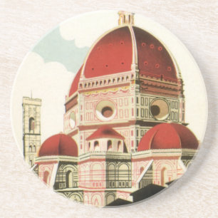 Vintage Travel Florence Firenze Italië Kerk Duomo Zandsteen Onderzetter
