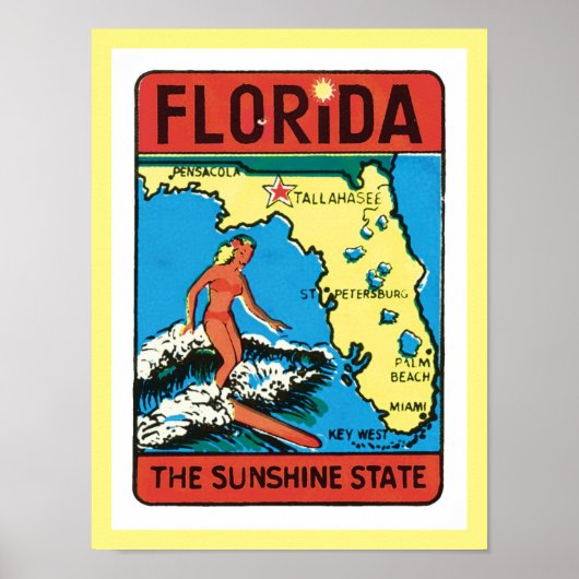 Vintage Travel Florida FL Staat Poster (Voorkant)