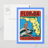 Vintage Travel Florida FL staatslabel Briefkaart (Voorkant / Achterkant)