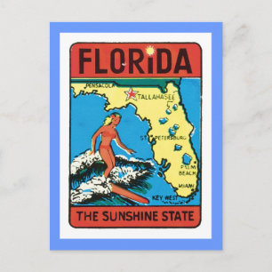 Vintage Travel Florida FL staatslabel Briefkaart
