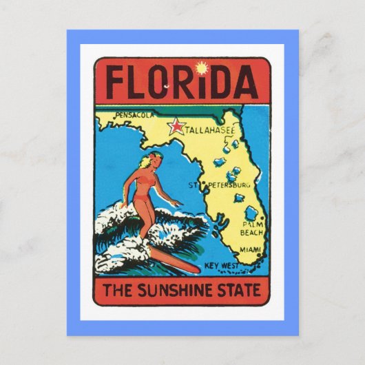 Vintage Travel Florida FL staatslabel Briefkaart (Voorkant)