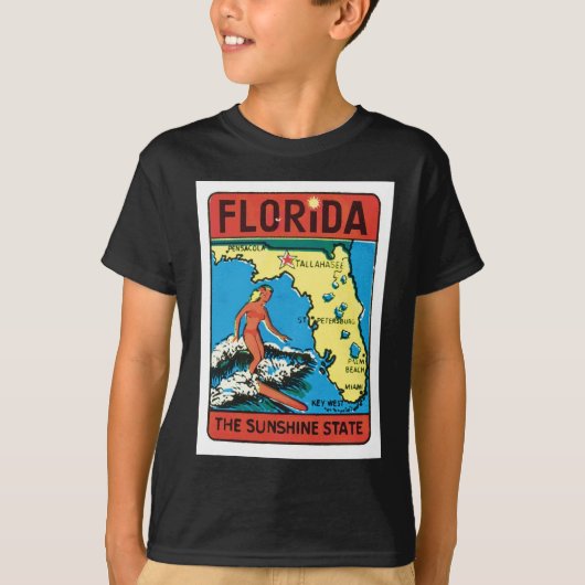 Vintage Travel Florida FL staatslabel T-shirt (Voorkant)