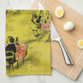 Vintage Travel France Green 1950 Theedoek (Quarter Fold)