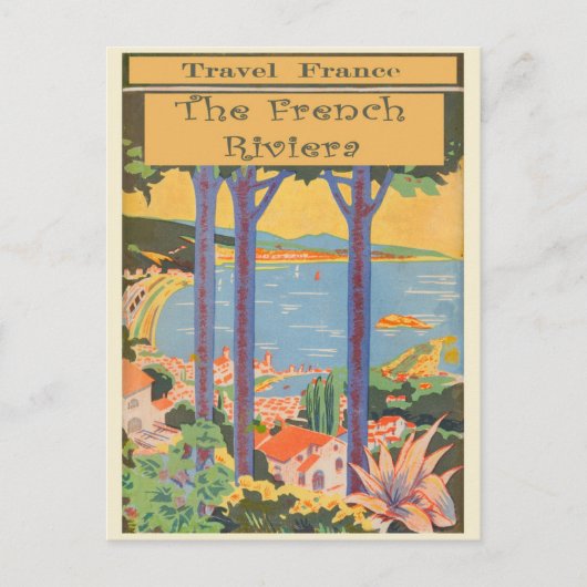 Vintage Travel Frankrijk Riviera Retro Briefkaart (Voorkant)