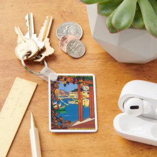 Vintage Travel, Frans Riviera Mediterranean Zee Sleutelhanger