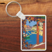 Vintage Travel, Frans Riviera Mediterranean Zee Sleutelhanger (Voorkant)