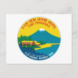 Vintage Travel Fuji Japan Hotel Label Art Briefkaart
