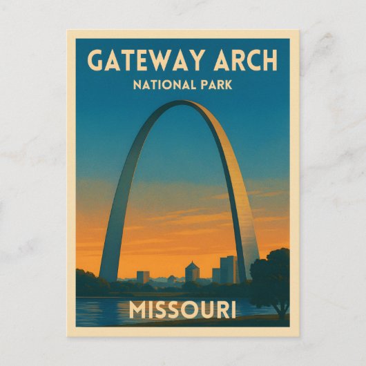 Vintage Travel Gateway Arch National Park Missouri Briefkaart (Voorkant)