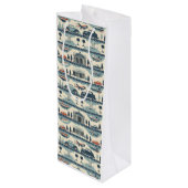 Vintage Travel Gift Bag Wijn Cadeautas (Achterkant Gekanteld)
