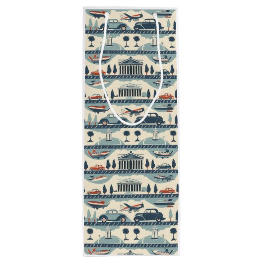 Vintage Travel Gift Bag Wijn Cadeautas (Achterkant)