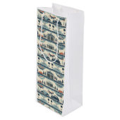 Vintage Travel Gift Bag Wijn Cadeautas (Voorkant Gekanteld)