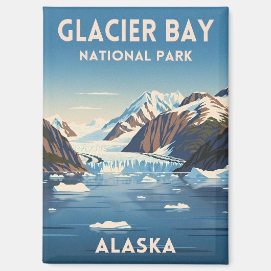 Vintage Travel Glacier Bay National Park Alaska Magneet (Voorkant)