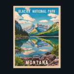 Vintage Travel Glacier Nationaal Park Montana Briefkaart<br><div class="desc">Dompel uzelf onder in de betoverende schoonheid van Montana's Glacier National Park met dit boeiende retro reisthema ontwerp. Doordrenkt met nostalgische vibes en  charme,  vangt dit stuk de iconische toppen,  ongerepte meren en weelderige wouden van het park in een retro-esthetiek die doet denken aan klassieke reisposters van weleer.</div>