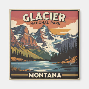 Vintage Travel Glacier Nationaal Park Montana Magneet