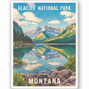 Vintage Travel Glacier Nationaal Park Montana Sticker