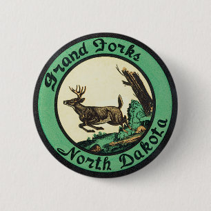 Vintage Travel, Grand Forks, North Dakota Ronde Button 5,7 Cm