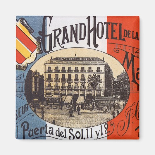 Vintage Travel, Grand Hotel Paix, Madrid, Spanje Magneet (Voorkant)