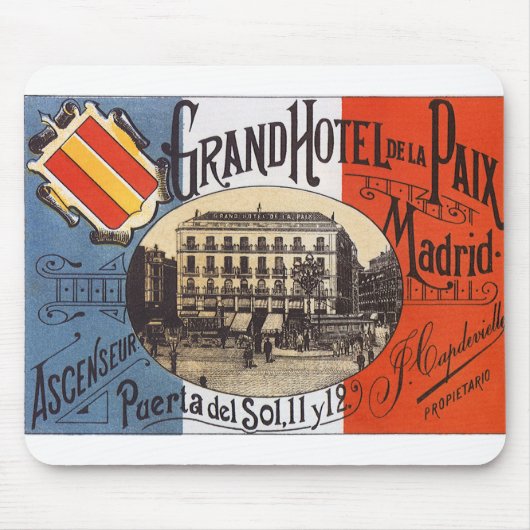 Vintage Travel, Grand Hotel Paix, Madrid, Spanje Muismat (Voorkant)