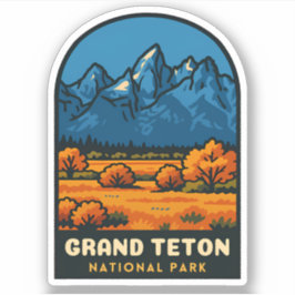 Vintage Travel Grand Teton National Park USA Retro Sticker