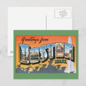 Vintage Travel Greetings uit Boston Massachusetts Briefkaart (Voorkant / Achterkant)