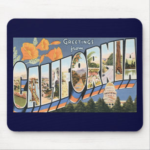 Vintage Travel, Greetings uit California Poppies Muismat