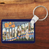 Vintage Travel, Greetings uit California Poppies Sleutelhanger (Voorkant)