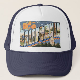 Vintage Travel, Greetings uit California Poppies Trucker Pet