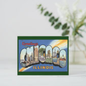 Vintage Travel, Greetings uit Chicago Illinois Briefkaart (Staand voorkant)