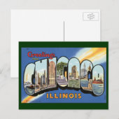 Vintage Travel, Greetings uit Chicago Illinois Briefkaart (Voorkant / Achterkant)