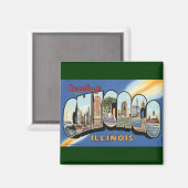 Vintage Travel, Greetings uit Chicago Illinois Magneet (Voorkant / Achterkant)