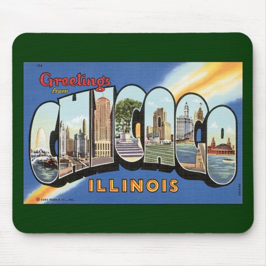 Vintage Travel, Greetings uit Chicago Illinois Muismat (Voorkant)