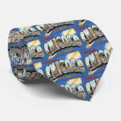 Vintage Travel, Greetings uit Chicago Illinois Stropdas (Opgerold)