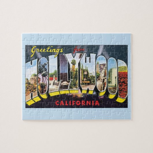 Vintage Travel Greetings uit Hollywood California Legpuzzel (Horizontaal)