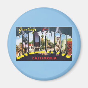 Vintage Travel Greetings uit Hollywood California Magneet