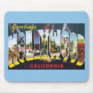 Vintage Travel Greetings uit Hollywood California Muismat