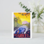 Vintage Travel Griekenland per auto Briefkaart (Staand voorkant)