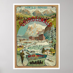 Vintage Travel Grindelwald, Zwitserland Poster