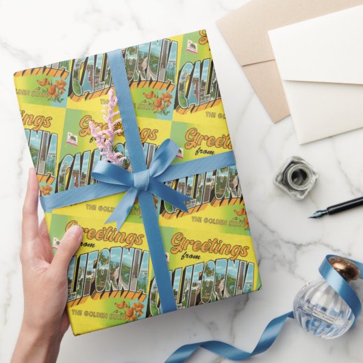 Vintage Travel Groeten uit Californië Cadeaupapier (Geschenken)