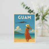 Vintage Travel Guam Island Beach Retro Seaside Briefkaart (Staand voorkant)
