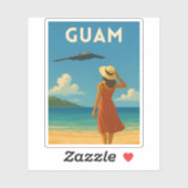 Vintage Travel Guam Island Beach Retro Seaside Sticker (Vel)