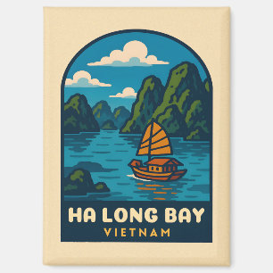 Vintage Travel Ha Long Bay Vietnam Retro Schildera Magneet