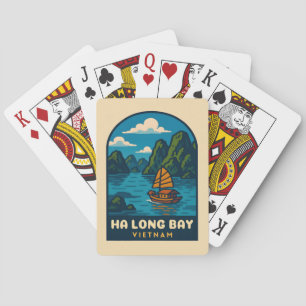 Vintage Travel Ha Long Bay Vietnam Retro Schildera Pokerkaarten