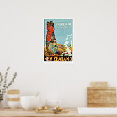 Vintage Travel Haere Mai naar Nieuw-Zeeland Poster (Keuken)