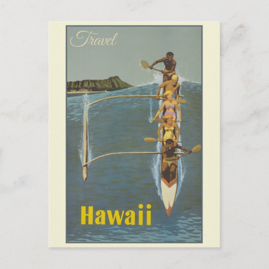 Vintage Travel Hawaii Briefkaart (Voorkant)