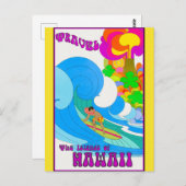 Vintage Travel Hawaii Retro Ocean Surfing Briefkaart (Voorkant / Achterkant)