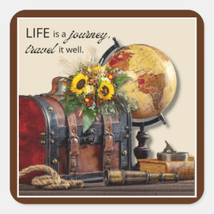 Vintage Travel   Het leven is een reis Vierkante Sticker