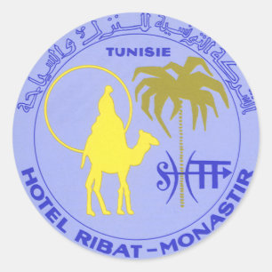Vintage Travel Hotel Ribat in Monastir, Tunesië Ronde Sticker