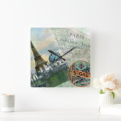 Vintage Travel in Parijs Vierkante Klok (Huis)